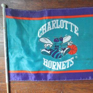 Charlotte Hornets Vintage 1990s 12x17 inch NBA Fan Flag on a Stick
